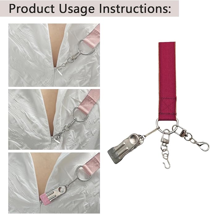 MAGNEECH Detachable Zipper Puller Helper for Dress and Boots, Effortless Zipping with Hook and Clip for Various Types of Zippers - Convenient and Portable Zipper Pull Tool (Burgundy)