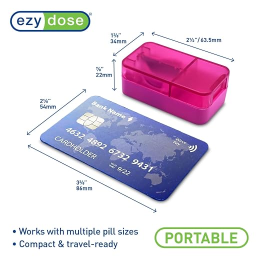 EZY DOSE Pill Cutter & Splitter for Small or Large Pills, Tablets & Vitamins, Accurate Stainless Steel Blade, Easy Grip, Portable Travel Size, Daily Medication Aid, Compact BPA-Free Design, Pink