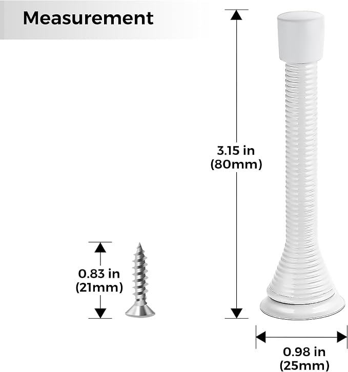 Ravinte Door Stoppers, 36 Pack White Spring Door Stops with Rubber Bumper, Door Stoppers for Bottom of Door