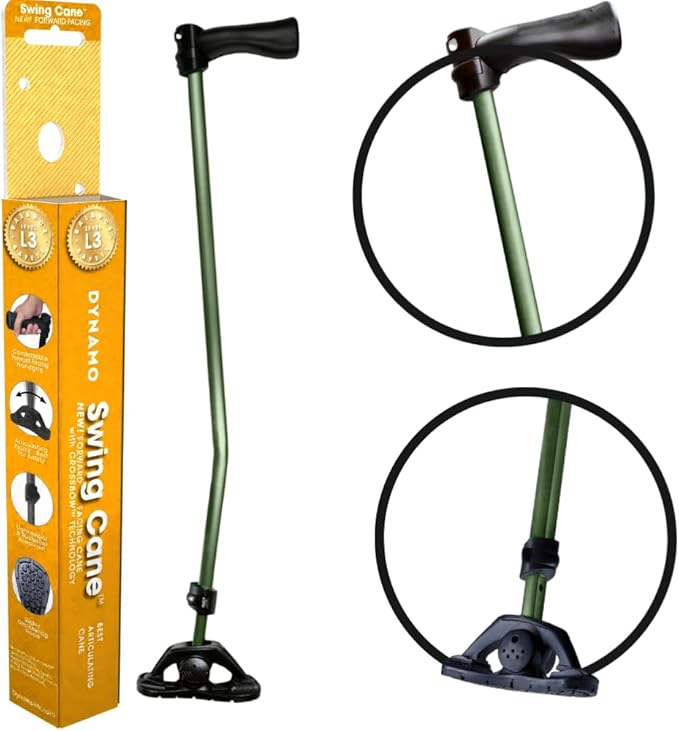 Dynamo Swing Cane Ultimate Grip for Ultimate Support. Ergonomic Comfort, All Day Long. Designed for Stability, Built for Safety. Reliable Every Step of The Way. (Green)