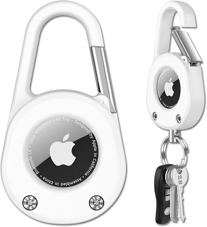 SCALLOP for AirTag (1st & 2nd Gen) Keychain with Carabiner,Thick Hard PC Air Tag Holder,IPX8 Waterproof,Secure Lock