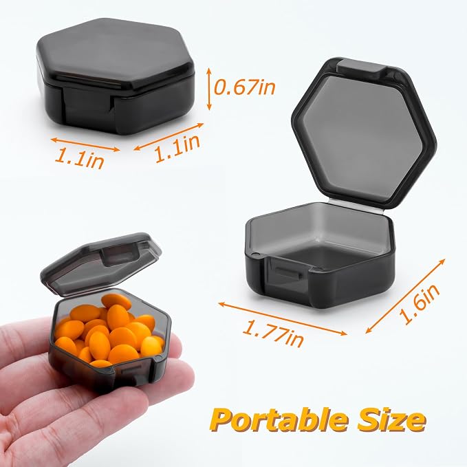 Yaklim Small Pill Case, 7 Packs Mini Pill Box | BPA Free, Portable Travel Pill Box, Pocket Purse Briefcase Use, 7 Individual Pill Containers for Fish Oils and Supplements