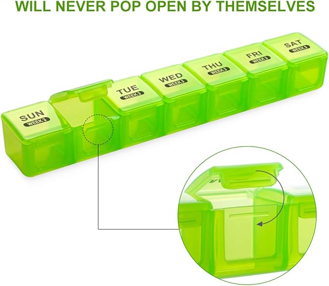 Sukuos Monthly Pill Organizer 28 Day Easy to Open, Large Moisture-Resistant Pill Box Cases with Dust-Proof Box and Clear Lid for Vitamin/Fish Oil/Supplements