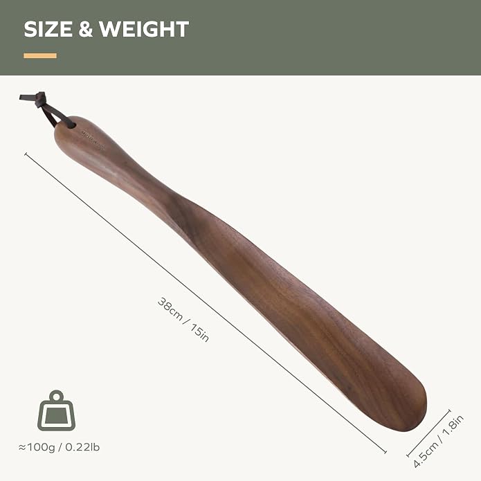 muso wood Shoe Horn Long Handle for Seniors,Wooden Shoehorn for Men, Women, Kids,Pregnancy