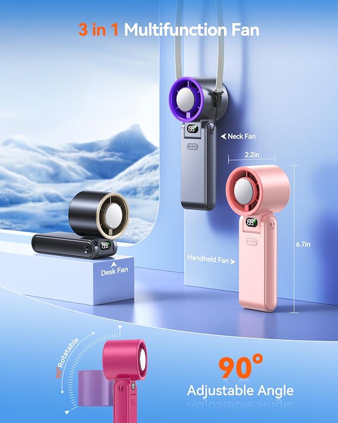 Portable Handheld Fan with Ice Cooler, 199 Speed Personal Fan,5500mAh Rechargeable,20H Cooling Time,20000 RPM Powerful Motor, Summer Essential for Travel/Outdoor/Office, Hot Pink