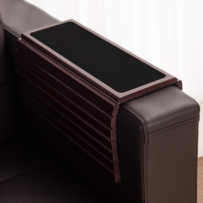 GEHE Couch Arm Tray Table, Flexible/Foldable Sofa Armrest Tray, Couch Armrest Table Cup Holder Great for Drinks Snacks Remote Control, Portable Side Table and Anti-Slip Bottom