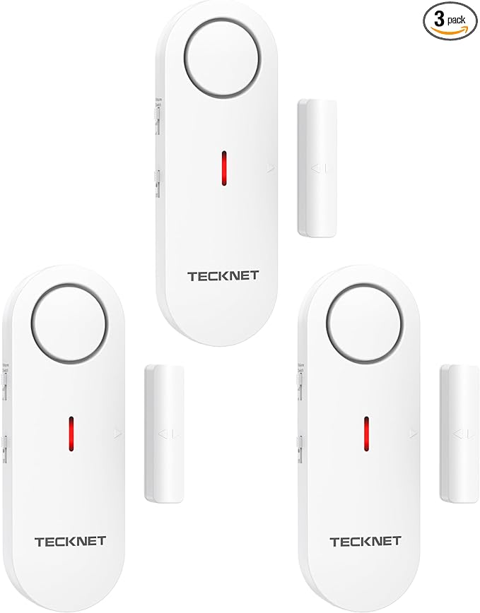 TECKNET Door Alarms for Kids Safety, Window Alarm Pool Alarms Door Alarm for Home Security, 2-in-1 Alarm & Chime, 3-Level Volume Control, Wireless Alarm for House Hotel Cars Sheds Caravans (3 Pack)