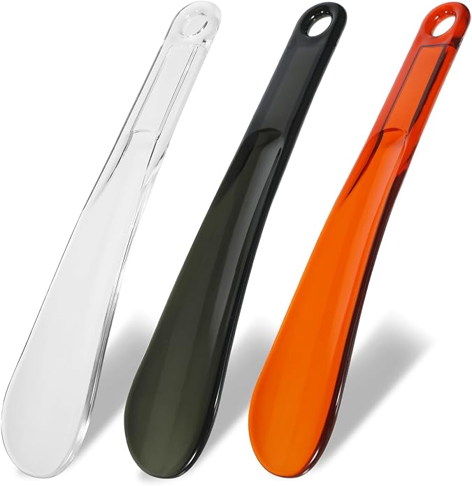 ElevateTech Shoe Horn Long Handled 9 In Plastic Shoe Horns With Hang Hole Travel Shoes Helper Lightweight Shoes Spoon for Home Men Women Seniors Accessories 3 Colors 3Pcs
