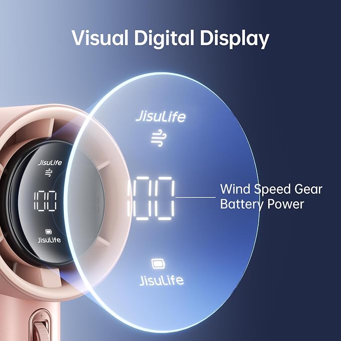 JISULIFE Handheld Fan Pro1S - Next-Gen Airflow: Up to 12H Runtime | Pearlescent ABS-Elegant Strength,1-100 Speed Scroll Wheel,3600mAh-Portable Fan for Travel, Gifts for Women Men(Iceberry Pink)