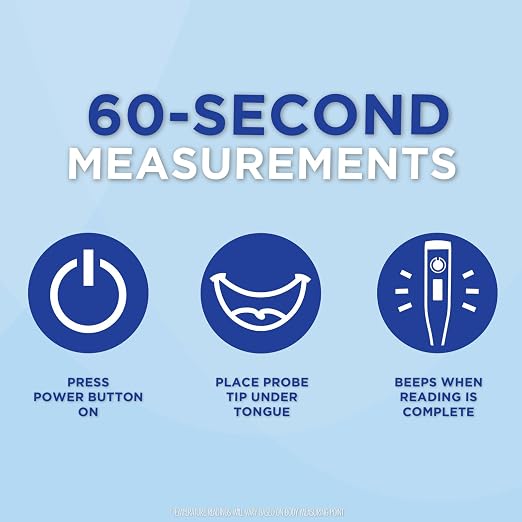 Veridian 60-Second Digital Thermometer with Rigid Tip | Oral, Rectal & Underarm Use, Fever Alert at 100.0°F, Memory Recall, Waterproof, Storage Case Included