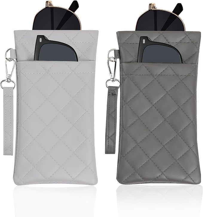 Double Eyeglass Case Soft Dual Glasses Case for Women Men Travel Squeeze Top Sunglasses Cases Eyeglasses Pouch