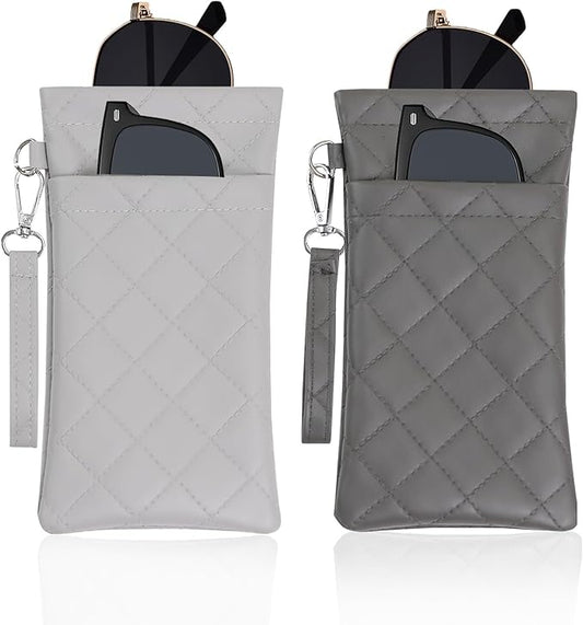 Double Eyeglass Case Soft Dual Glasses Case for Women Men Travel Squeeze Top Sunglasses Cases Eyeglasses Pouch