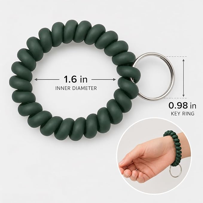 BIHRTC Pack of 6 Wrist Keychain Spiral Stretchable Coil Wrist Key Holder | Plastic Stretch Wristband Elastic Stretchable Spiral Bracelet Key Holder Key Ring for ID Badge Sauna Outdoor Sport