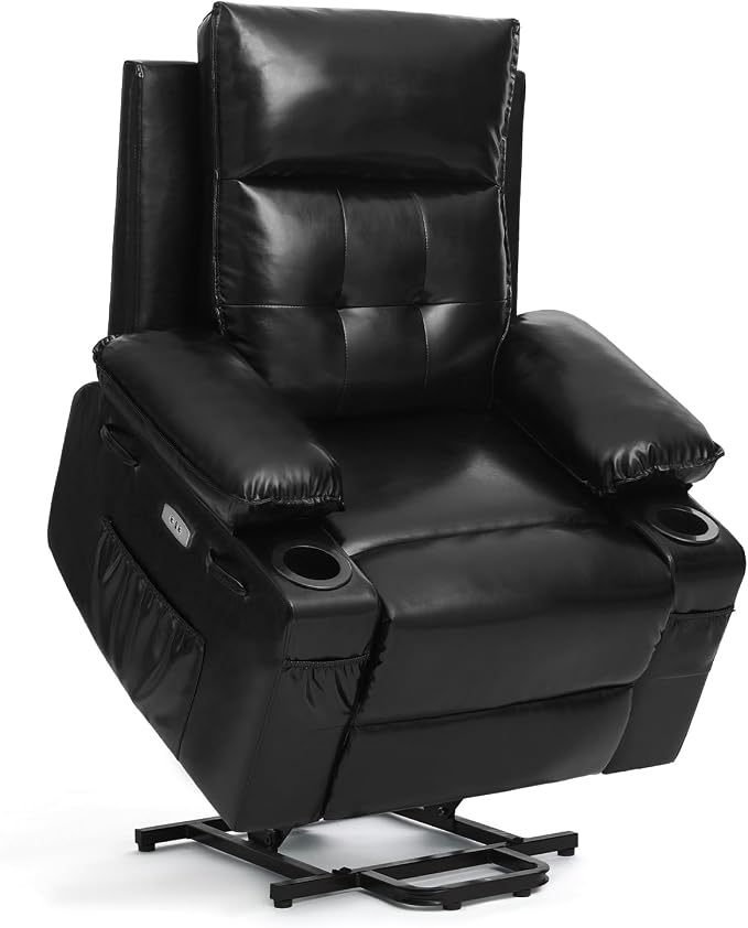Power Lift Chair for Elderly,Electric Recliner Chair with Vibrating Massage & Heating,Living Room Chair with Thickened armrest,USB Ports,2 Cup Holders