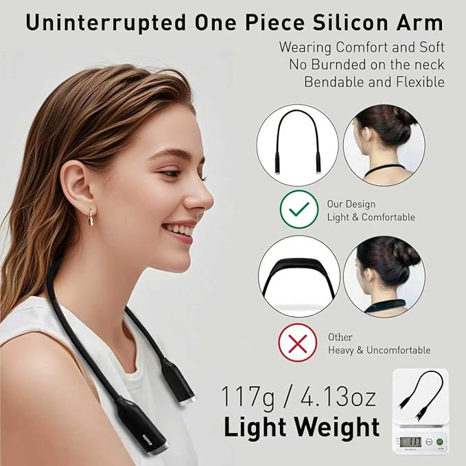 Neck Reading Light, 3 Color & Brightness Adjustable Book Light for Reading in Bed, Hands-Free, Lightweight, USB C Rechargeable, Eye-Caring, Perfect for Crafts, Camping, Kids & Adults (black)