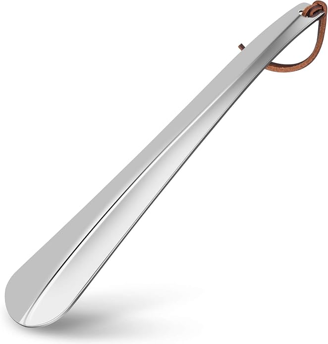 Shoe Horn Long 12 Inch, Premium Stainless Steel Shoehorn, Shoe Helper for Seniors, Shoe Horns for Pregnant Woman, Long Handle Shoe Horns for Men, Metal Shoe Horn for Kids or Adults