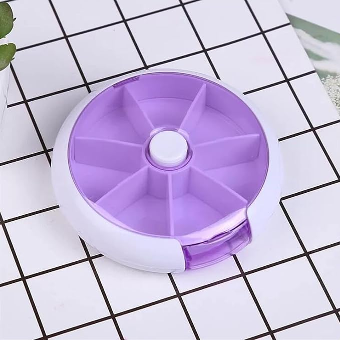 Pill Cases Weekly INVODA Pill Organizer 7 Day 3 Times Medicine Pill Dispenser Push Button Rotate Pill Planner with 7 Compartments