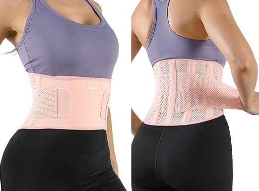 Lightweight Back Brace for Lower Back Pain Women Men, Adjustable Lumbar Support Waist Support Brace for Women Lower Back Pain Relief Products, Hip Belt Waist Belt Sciatic Nerve Brace for Women Men (Pink, XX-Large)