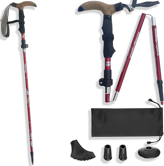 Walking Cane-Foldable, Adjustable,Collapsible Walking Canes for Men&Women,Heavy Duty All Terrain Tip,with Travel Bag-Walking Sticks for Seniors&Adults[Black] Trekking Poles Hiking Walking Stick