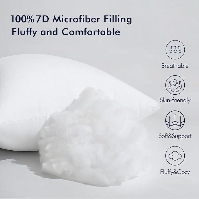 MIULEE 15x15 Inch Throw Pillow Insert for Couch Sofa Bed | Premium Virgin Filling, Soft Brushed Fabric, Decorative Pillow, Lumbar Back and Neck Support