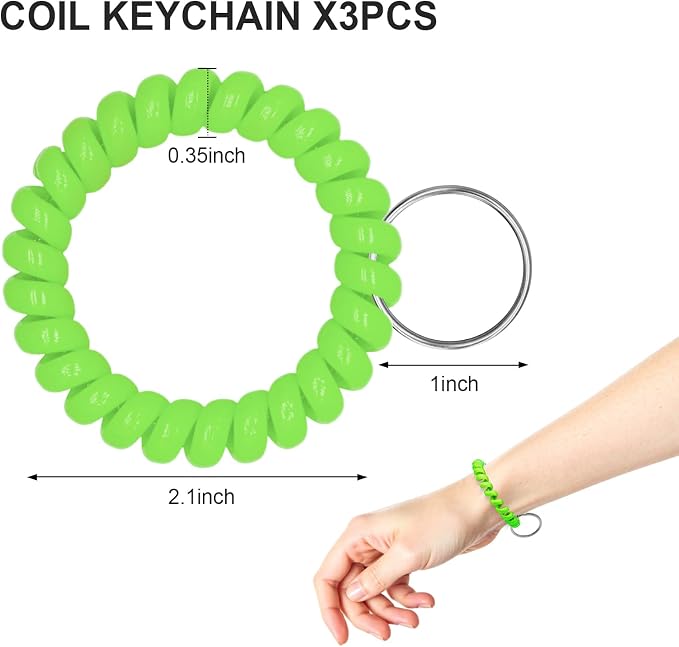 Spiral Coil Keychain, Anti-lost Key Chain Holder Lanyard Cord for Sauna Outdoor Sports and Gym Pool