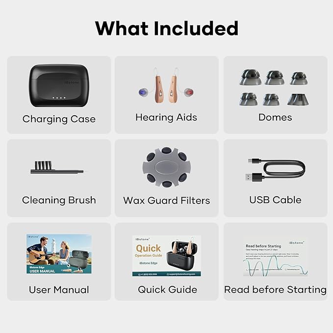iBstone Edge Hearing Aids for Seniors Adults – Superior Sound Quality, IP67 Waterproof & Sweatproof, Durable for Outdoor Sports, Rain & Sweat, 1.5H Fast Charging