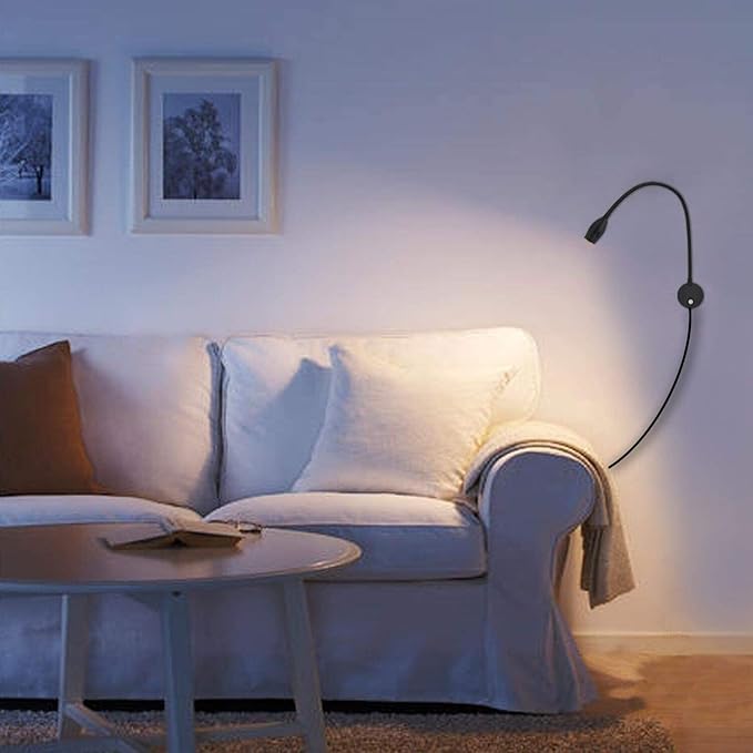 Adust Reading Lights for Books in Bed, Bedside Reading Lamp, RV Boat Reading, DC 5V-240V 3W LED Touch Dimmable Brightness Wall Mount Lamp, Adjustable Colour Temperature, 3000k, 4000k, 6000k(Black)