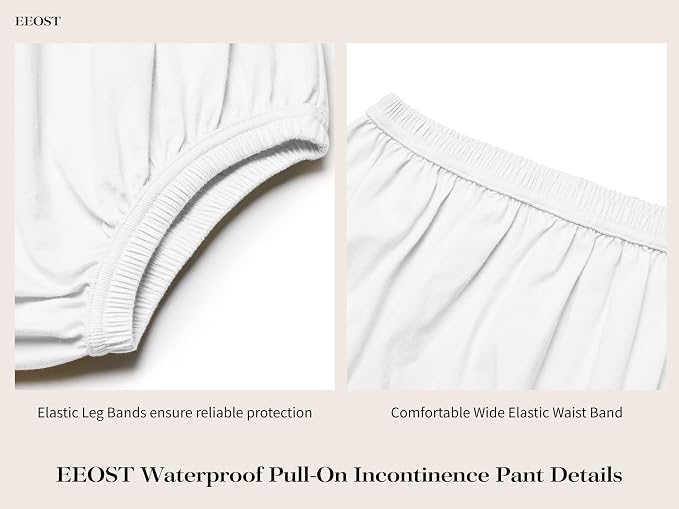 Adult Diaper Cover for Incontinence Noiseless Leak-Protection Underwear Plastic Pants Over Diapers Waterproof Rubber Pants (White, 6XL)