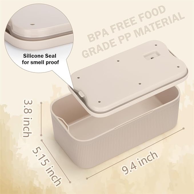 Small Lock Box, 9.25" x 5" x 3.6" Lockable Storage Safe Box for Medicine Phone for Home(Beige)