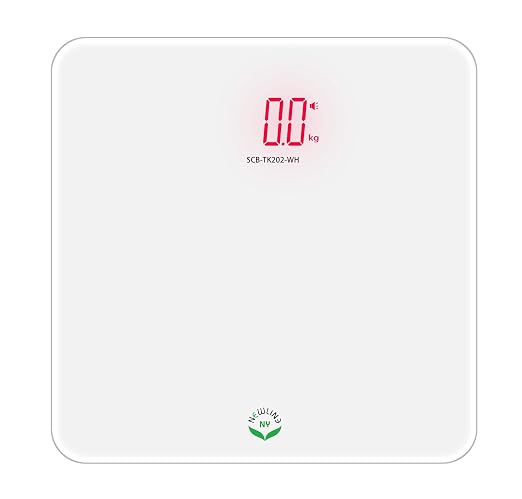 NewlineNY Voice Talking Digital Bathroom Scale Easy Auto Step-on Auto Off Technology, White, Lb or Kg, 440lb Capacity