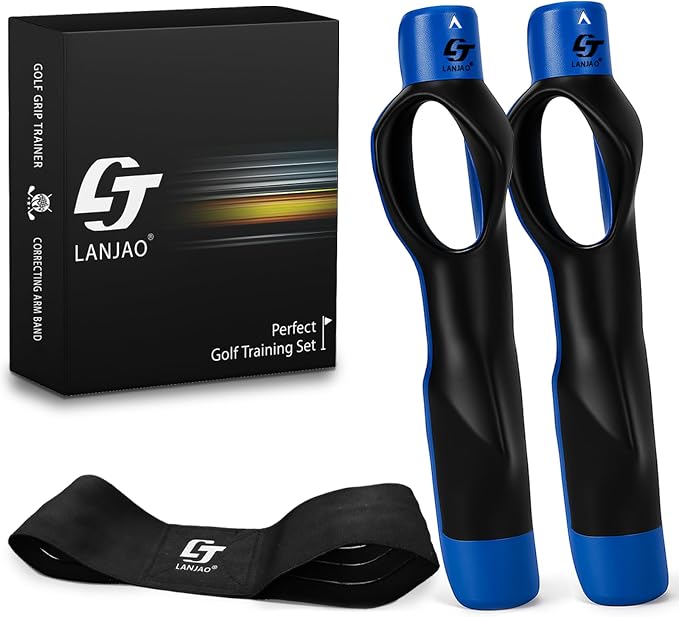 Golf Grip Trainer 2 Pack with Swing Correcting Arm Band, Golf Training Aid, Golf Grip Kit,Grip Trainer Golf Club to Help Train Correct Hand Position