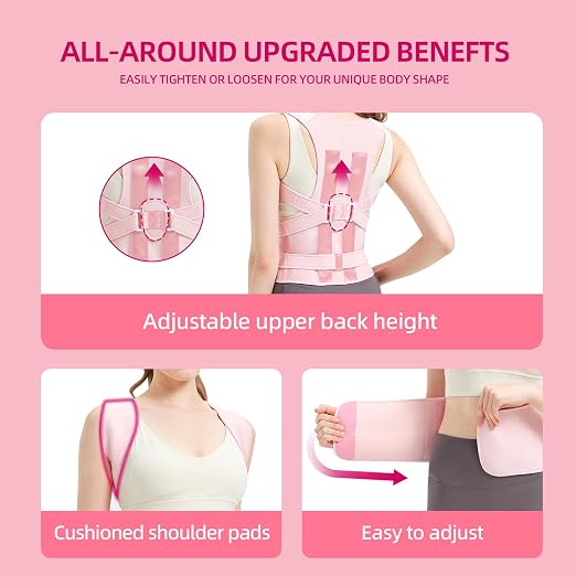 Posture Corrector for Women and Men, Back Straightener Posture Brace for Pain Relief, Back Belt Support with Adjustable Shoulder Straps and Height for Scoliosis Hunchback