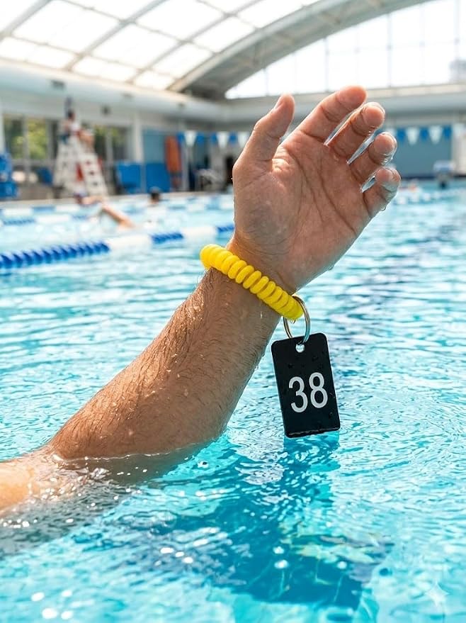 9pcs Black Wrist Coil Keychain key ring bracelet wrist key holder stretchy | Key Chain Holder Outdoor Sports and Gym Swimming stretchy wristband key ring