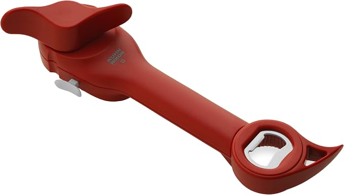 Kuhn Rikon Auto Safety LidLifter/Can Opener with Ring-Pull, 8 x 2.5 x 2.75 inches, Red & Auto Safety Master Opener for Cans, Bottles and Jars, 9 x 2.75 inches, Red