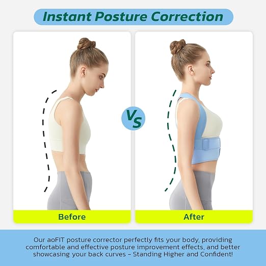 Posture Corrector for Women, Invisible Lightweight Back Brace Blue XL | Back Brace for Pain Relief, Rounded Shoulders and Hunchback, Compact & Portable with Fashionable Design Back Support