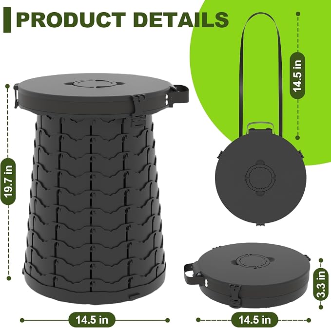 Upgrade XXL-19.7" Portable Toilet for Adults Travel Toilet Extra Large with 880lbs Load Capacity Porta Potty for Adults Kids with Lid, Adjustable Height Camping Toilets with Carry Bag