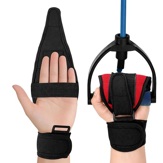 Stroke Hand Rehabilitation Glove, Finger Splint for Anti-Spasticity Training to Aid Hemiplegia and Grip Weakness in Elderly Patients (Red)