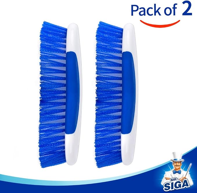MR.SIGA Multi Purpose Heavy Duty Scrub Brush - Pack of 2 | Strong bristles with effective scrubbing power, ideal for kitchen, bathroom, shower and everyday household cleaning.