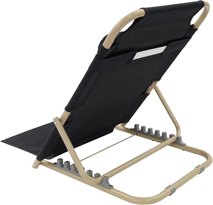 7-Gear Lifting Bed Backrest with Headrest - 330 lbs Heavy Duty Portable Folding Adjustable Sit Up Back Support Chair for Restaurants, Living Rooms, Bedrooms, Cafes (Black)
