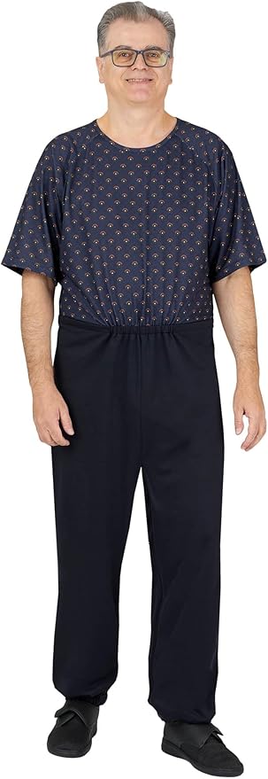 Ovidis Dementia Clothes - Alzheimers Anti-Strip Jumpsuit with Back-Zipper for Elderly Men - Bobby