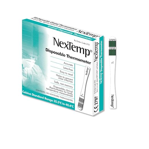 Disposable Thermometer (100-Pack, Celsius) — Oral Thermometer for Adults, Single Use, Battery Free, Hygienic, Accurate Readings in 1 Minute, for Home, Clinic & Travel