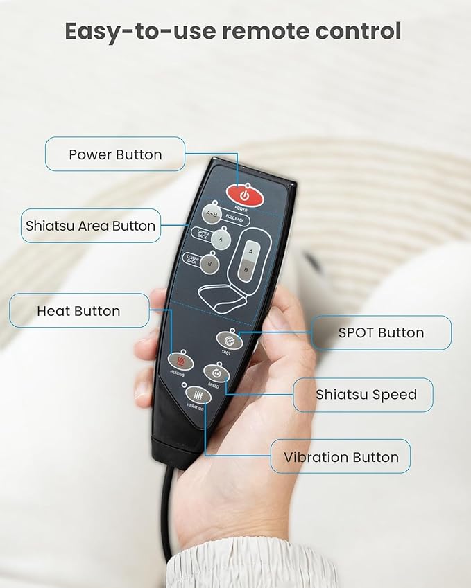 COMFIER Shiatsu Full Back Massager for Chair with Heat, with 2 Shiatsu Speeds,Heated Chair Massage Pad with Spot,Seat Cushion,Neck Massager,for Home Office use,Gifts for Women Men Mom Dad