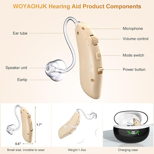 Hearing Aids, Hearing Aids for Seniors and Adultos - Hearing Aid Rechargeable for Hearing Loss,16-Channel Digital OTC Hearing Aid with Noise Cancellation, Volume Control and Portable Charging Case