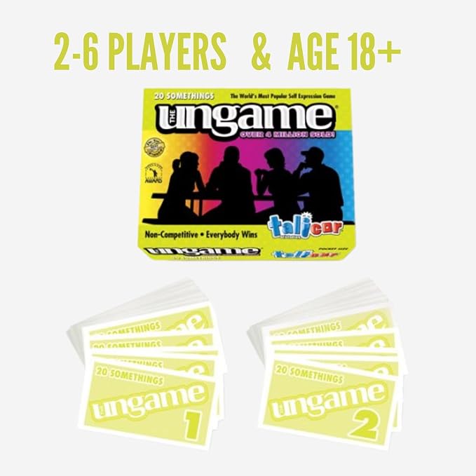 Pocket UNGAME - 20 Somethings - Non-Competitive Card Game for Young Adults Discuss, Share Values & Experiences - lighthearted and serious Decks - Age 18+