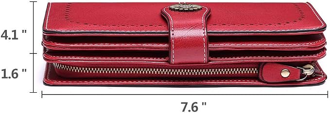 SENDEFN Wallets for Women Leather Credit Card Holder with RFID Blocking Large Capacity Wristlet | with RFID Blocking