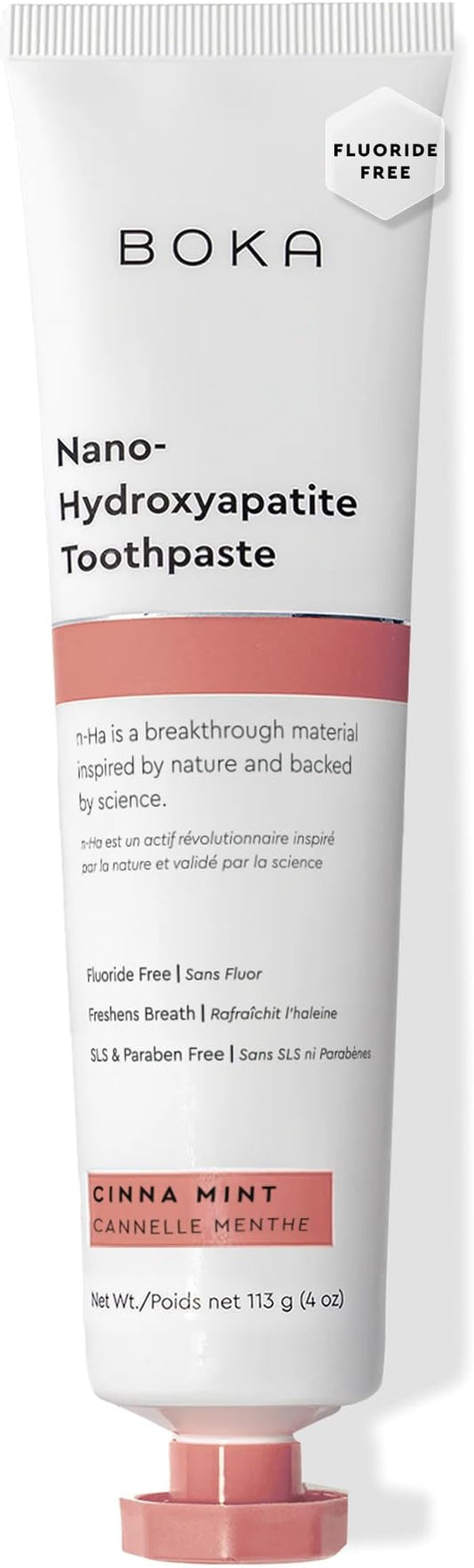 Boka Fluoride Free Toothpaste, Nano Hydroxyapatite Toothpaste, Appropriate for Sensitive Teeth - for Adult Oral Care - Cinnamon Mint Flavor, 4 Fl Oz 1Pk