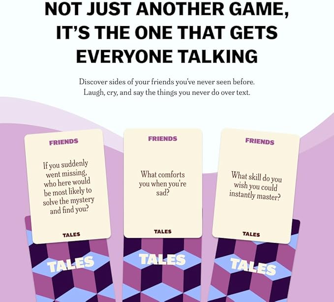 TALES Conversation Cards, Friends Edition 150 Count, Fun Friend Games for Adults, Teens, Kids, Perfect for Parties, Game Nights, Gifts & Gatherings, Conversations with Friends, Meaningful Connections