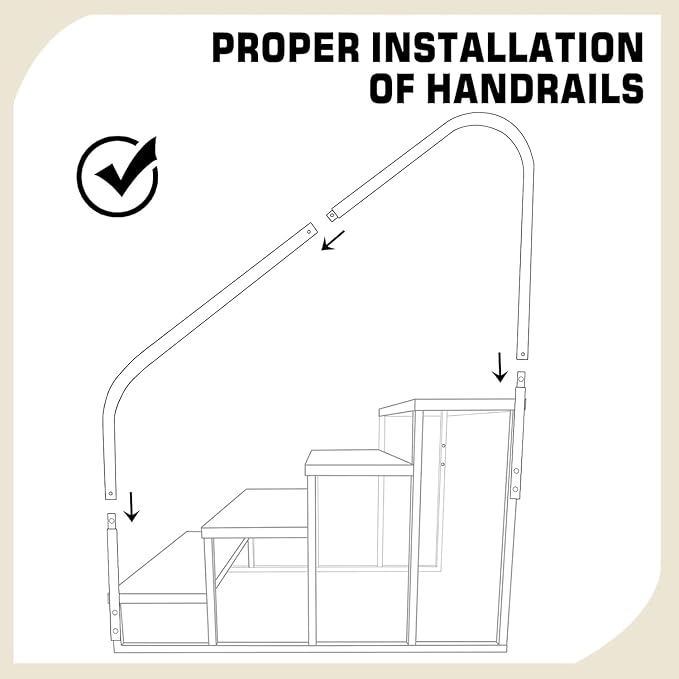 Step Ladder, Step Stool with Handle, Heavy Duty Pool Ladder Above Ground 660Lbs, Camper Steps Outdoor Steps RV Stairs for Reaching High, Portable Home Stairs for Travel Trailer