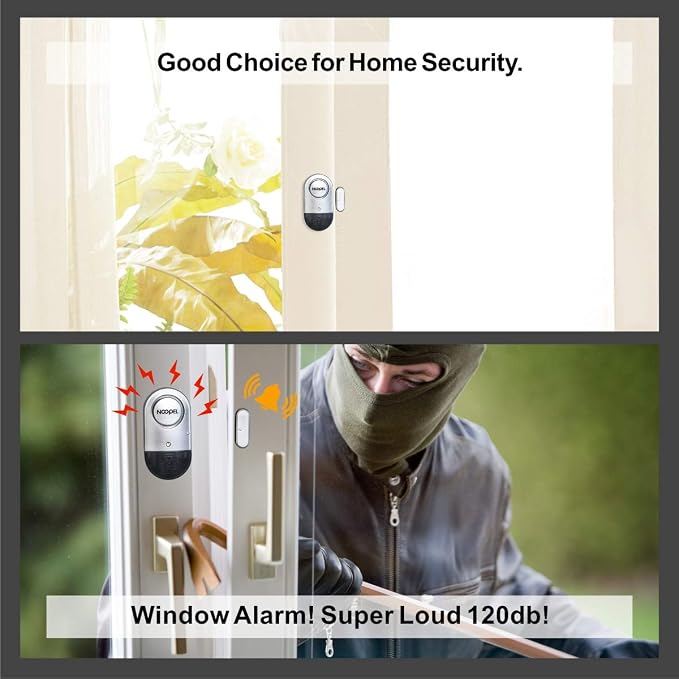 Door Alarms When Opened for Kids Safety, 4 Pack 120dB Loud Window Sensors for Home Security, Pool Alarms, Door Alarm Sensor for House Hotel Sheds Caravans
