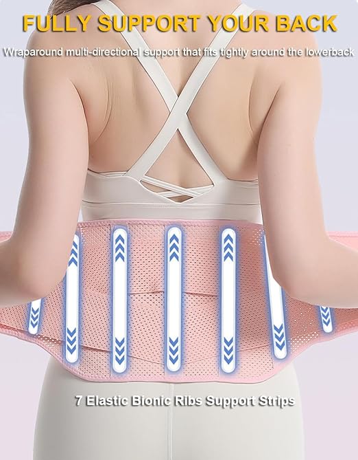 Lightweight Back Brace for Lower Back Pain Women Men, Lumbar Support Waist Support Brace for Women Lower Back Pain Relief Products, Hip Belt Waist Belt Sciatic Nerve Brace for Women Men (Pink, Medium)